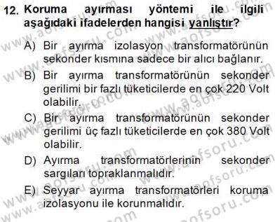 Elektrik Tesisat Planları Dersi 2014 - 2015 Yılı (Final) Dönem Sonu Sınav Soruları 12. Soru
