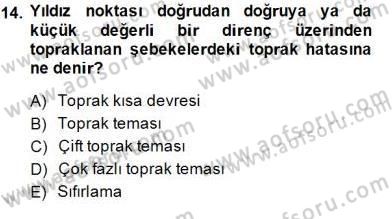 Elektrik Tesisat Planları Dersi 2014 - 2015 Yılı (Final) Dönem Sonu Sınav Soruları 14. Soru