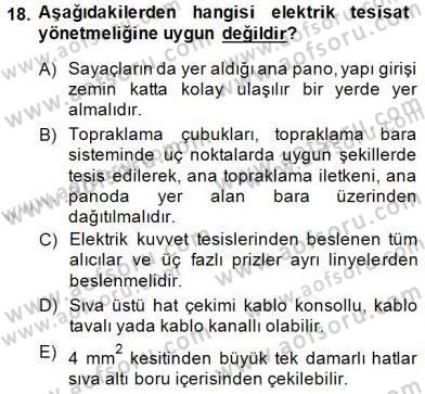 Elektrik Tesisat Planları Dersi 2014 - 2015 Yılı (Final) Dönem Sonu Sınav Soruları 18. Soru