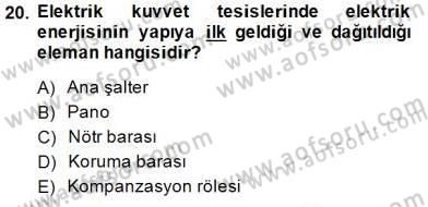 Elektrik Tesisat Planları Dersi 2014 - 2015 Yılı (Final) Dönem Sonu Sınav Soruları 20. Soru