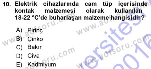 Elektrik Tesisat Planları Dersi 2015 - 2016 Yılı (Vize) Ara Sınav Soruları 10. Soru