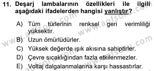 Elektrik Tesisat Planları Dersi 2015 - 2016 Yılı (Vize) Ara Sınav Soruları 11. Soru
