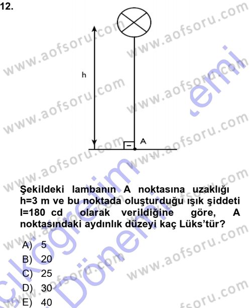 Elektrik Tesisat Planları Dersi 2015 - 2016 Yılı (Vize) Ara Sınav Soruları 12. Soru