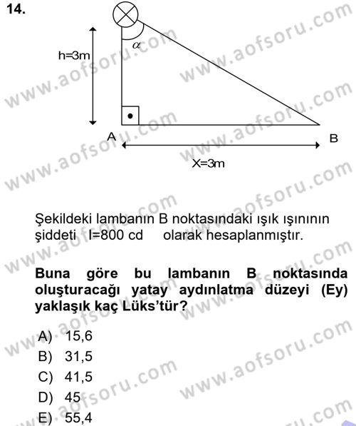 Elektrik Tesisat Planları Dersi 2015 - 2016 Yılı (Vize) Ara Sınav Soruları 14. Soru