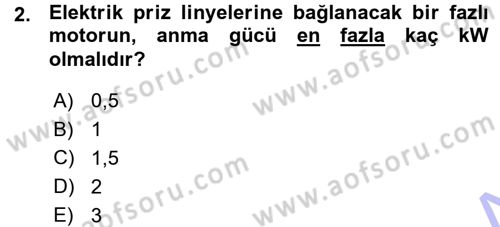 Elektrik Tesisat Planları Dersi 2015 - 2016 Yılı (Vize) Ara Sınav Soruları 2. Soru