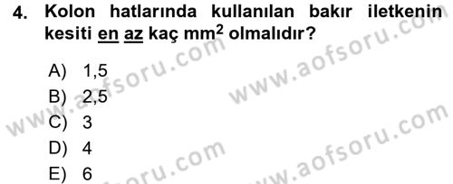 Elektrik Tesisat Planları Dersi 2015 - 2016 Yılı (Vize) Ara Sınav Soruları 4. Soru