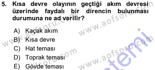 Elektrik Tesisat Planları Dersi 2015 - 2016 Yılı (Vize) Ara Sınav Soruları 5. Soru