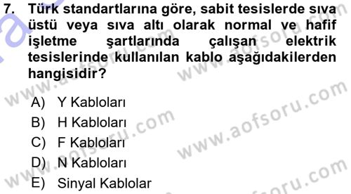 Elektrik Tesisat Planları Dersi 2015 - 2016 Yılı (Vize) Ara Sınav Soruları 7. Soru
