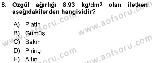 Elektrik Tesisat Planları Dersi 2015 - 2016 Yılı (Vize) Ara Sınav Soruları 8. Soru