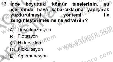 Geleneksel Enerji Kaynakları Dersi 2012 - 2013 Yılı (Vize) Ara Sınav Soruları 12. Soru
