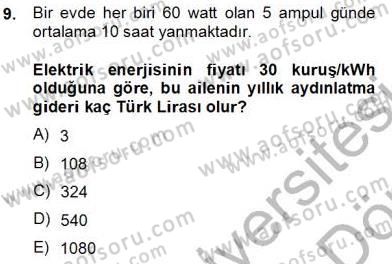 Geleneksel Enerji Kaynakları Dersi 2013 - 2014 Yılı (Vize) Ara Sınav Soruları 9. Soru