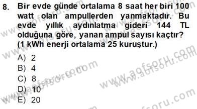 Geleneksel Enerji Kaynakları Dersi 2014 - 2015 Yılı (Vize) Ara Sınav Soruları 8. Soru