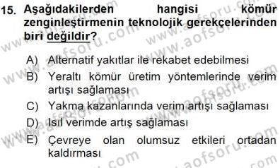 Geleneksel Enerji Kaynakları Dersi 2015 - 2016 Yılı (Vize) Ara Sınav Soruları 15. Soru