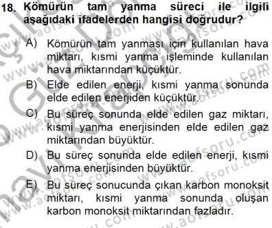 Geleneksel Enerji Kaynakları Dersi 2015 - 2016 Yılı (Vize) Ara Sınav Soruları 18. Soru