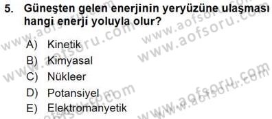 Geleneksel Enerji Kaynakları Dersi 2015 - 2016 Yılı (Vize) Ara Sınav Soruları 5. Soru