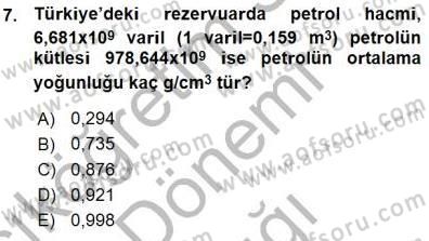 Geleneksel Enerji Kaynakları Dersi 2015 - 2016 Yılı (Vize) Ara Sınav Soruları 7. Soru