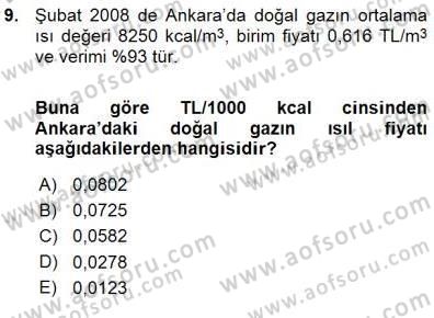 Geleneksel Enerji Kaynakları Dersi 2015 - 2016 Yılı (Vize) Ara Sınav Soruları 9. Soru