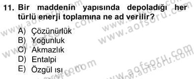 Yenilenebilir Enerji Kaynakları Dersi 2012 - 2013 Yılı (Vize) Ara Sınav Soruları 11. Soru