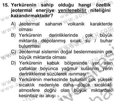 Yenilenebilir Enerji Kaynakları Dersi 2012 - 2013 Yılı (Vize) Ara Sınav Soruları 15. Soru