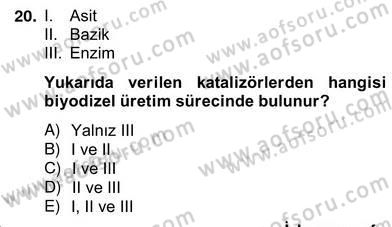 Yenilenebilir Enerji Kaynakları Dersi 2012 - 2013 Yılı (Vize) Ara Sınav Soruları 20. Soru