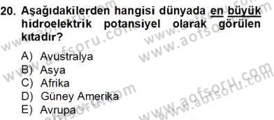 Yenilenebilir Enerji Kaynakları Dersi 2012 - 2013 Yılı (Final) Dönem Sonu Sınav Soruları 20. Soru