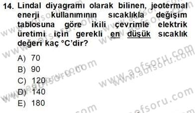 Yenilenebilir Enerji Kaynakları Dersi 2014 - 2015 Yılı (Vize) Ara Sınav Soruları 14. Soru
