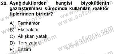 Yenilenebilir Enerji Kaynakları Dersi 2014 - 2015 Yılı (Vize) Ara Sınav Soruları 20. Soru