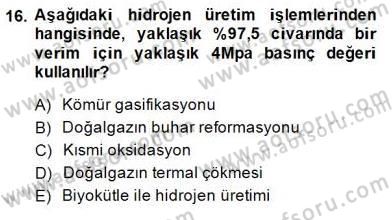 Yenilenebilir Enerji Kaynakları Dersi 2014 - 2015 Yılı (Final) Dönem Sonu Sınav Soruları 16. Soru