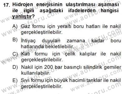 Yenilenebilir Enerji Kaynakları Dersi 2014 - 2015 Yılı (Final) Dönem Sonu Sınav Soruları 17. Soru