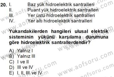 Yenilenebilir Enerji Kaynakları Dersi 2014 - 2015 Yılı (Final) Dönem Sonu Sınav Soruları 20. Soru