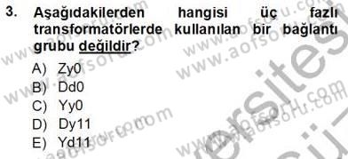 Elektrik Makinaları Dersi 2012 - 2013 Yılı (Vize) Ara Sınav Soruları 3. Soru