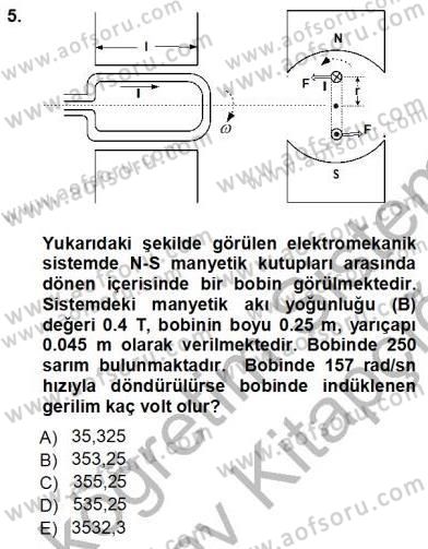 Elektrik Makinaları Dersi 2012 - 2013 Yılı (Vize) Ara Sınav Soruları 5. Soru