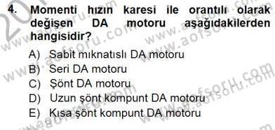 Elektrik Makinaları Dersi 2012 - 2013 Yılı (Final) Dönem Sonu Sınav Soruları 4. Soru
