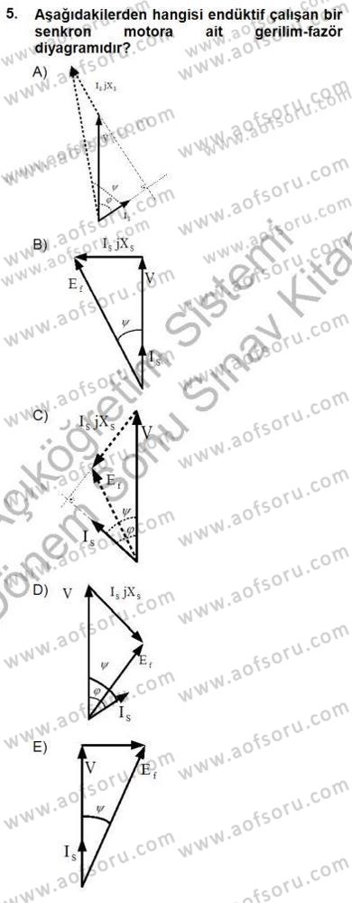 Elektrik Makinaları Dersi 2012 - 2013 Yılı (Final) Dönem Sonu Sınav Soruları 5. Soru