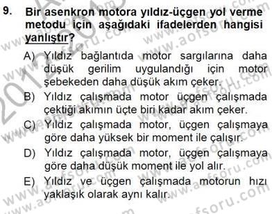 Elektrik Makinaları Dersi 2012 - 2013 Yılı (Final) Dönem Sonu Sınav Soruları 9. Soru