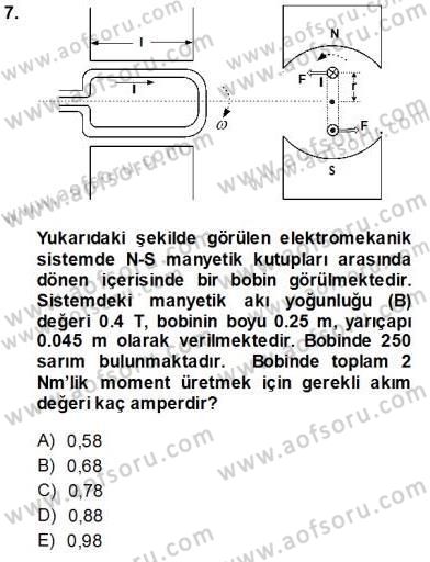 Elektrik Makinaları Dersi 2013 - 2014 Yılı (Vize) Ara Sınav Soruları 7. Soru