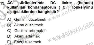 Elektrik Makinaları Dersi 2013 - 2014 Yılı (Final) Dönem Sonu Sınavı 19. Soru