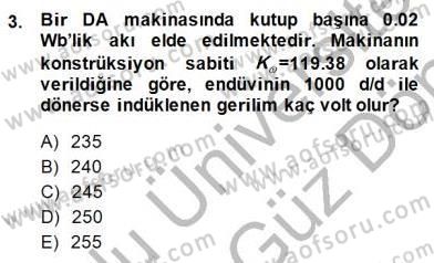 Elektrik Makinaları Dersi 2013 - 2014 Yılı (Final) Dönem Sonu Sınav Soruları 3. Soru