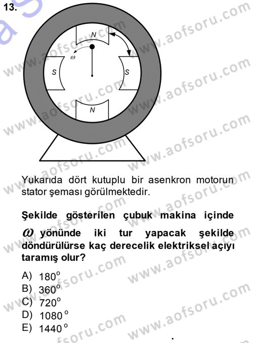 Elektrik Makinaları Dersi 2014 - 2015 Yılı (Vize) Ara Sınav Soruları 13. Soru