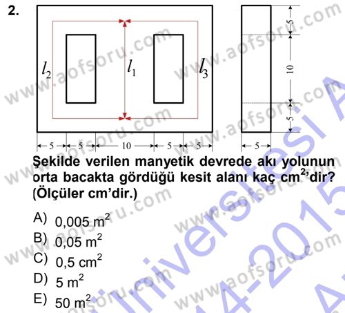 Elektrik Makinaları Dersi 2014 - 2015 Yılı (Vize) Ara Sınav Soruları 2. Soru