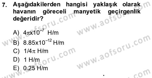 Elektrik Makinaları Dersi 2014 - 2015 Yılı (Vize) Ara Sınav Soruları 7. Soru