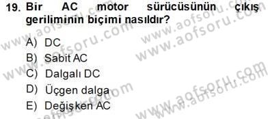 Elektrik Makinaları Dersi 2014 - 2015 Yılı (Final) Dönem Sonu Sınav Soruları 19. Soru