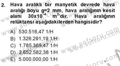 Elektrik Makinaları Dersi 2014 - 2015 Yılı (Final) Dönem Sonu Sınavı 2. Soru