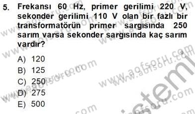 Elektrik Makinaları Dersi 2014 - 2015 Yılı (Final) Dönem Sonu Sınav Soruları 5. Soru