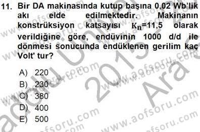 Elektrik Makinaları Dersi 2015 - 2016 Yılı (Vize) Ara Sınav Soruları 11. Soru