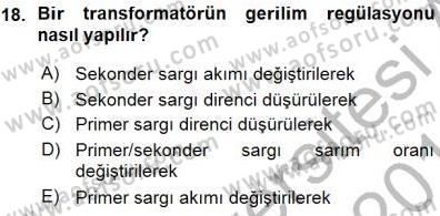 Elektrik Makinaları Dersi 2015 - 2016 Yılı (Vize) Ara Sınav Soruları 18. Soru