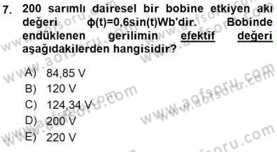 Elektrik Makinaları Dersi 2015 - 2016 Yılı (Vize) Ara Sınavı 7. Soru
