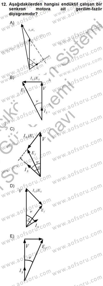 Elektrik Makinaları Dersi 2015 - 2016 Yılı (Final) Dönem Sonu Sınav Soruları 12. Soru