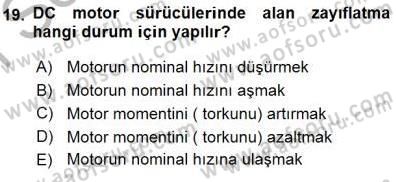 Elektrik Makinaları Dersi 2015 - 2016 Yılı (Final) Dönem Sonu Sınav Soruları 19. Soru