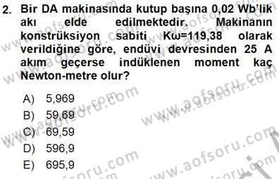 Elektrik Makinaları Dersi 2015 - 2016 Yılı (Final) Dönem Sonu Sınav Soruları 2. Soru